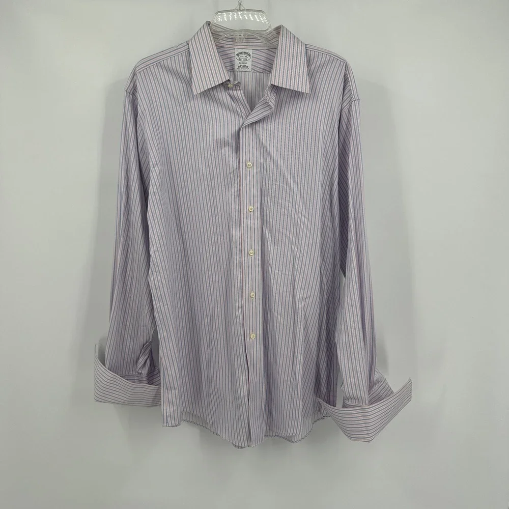 Brooks Brothers Regent Men Striped Dress Shirt Size 16.5 35 French Cuff Business